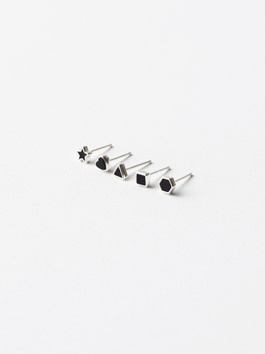 [실버925] 미니 도형 오닉스 귀걸이