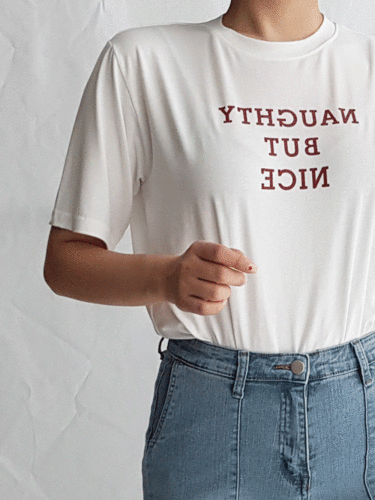 화이트/초코 레터링 티셔츠 - t