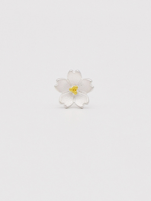 [실버925] 노란수술 꽃 얇은바벨 은피어싱
