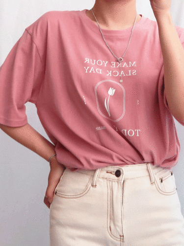 [무배] 로즈 박스 감성 티셔츠 (핑크/화이트/네이비)