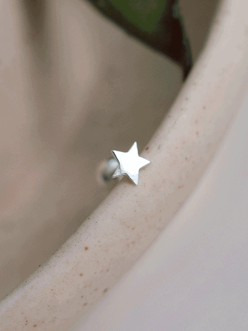 [실버925] 미니 별판 얇은바벨 은피어싱